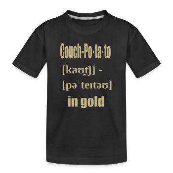 couch potato in gold - Kinder Premium Bio T-Shirt - Schwarz - Vorne