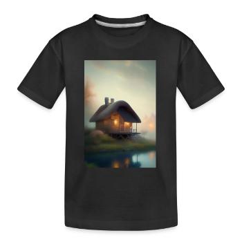 Charmante cabane au bord du lac - T-shirt bio Premium Enfant - noir - Devant