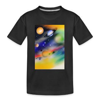 Weltall und Planeten - Kinder Premium Bio T-Shirt - Schwarz - Vorne