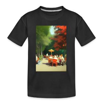 Asiatisches Cafe im Freien - Kinder Premium Bio T-Shirt - Schwarz - Vorne