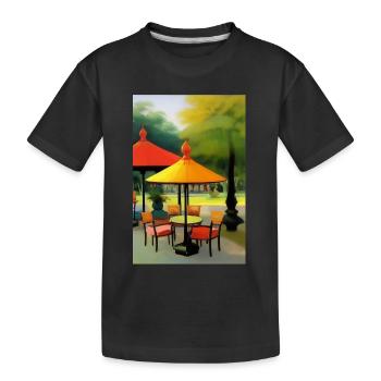 Asiatisches Cafe im Freien - Kinder Premium Bio T-Shirt - Schwarz - Vorne
