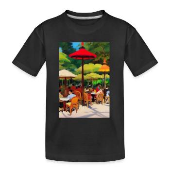 Asiatisches Cafe im Freien - Kinder Premium Bio T-Shirt - Schwarz - Vorne