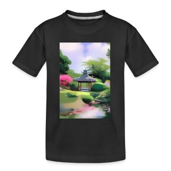 Chinesischer Zen Garten - Kinder Premium Bio T-Shirt - Schwarz - Vorne
