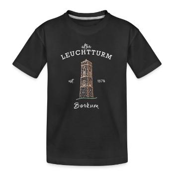 Alter Leuchtturm auf Borkum, Ostfriesland Nordsee - Kinder Premium Bio T-Shirt - Schwarz - Vorne
