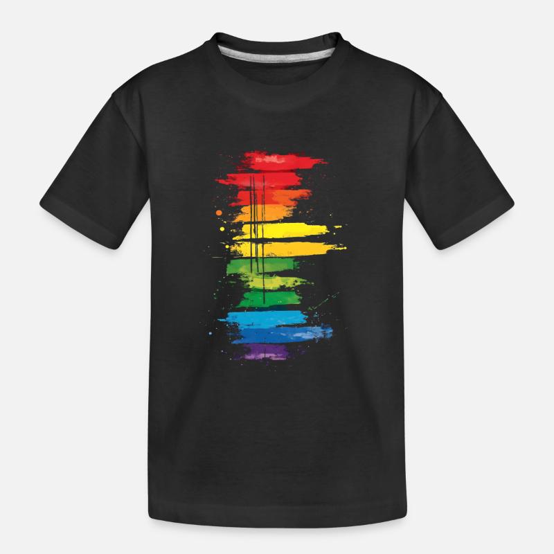 Dezentes und cooles Regenbogen-Design mit tropfender Pride-Flagge - Kinder Premium Bio T-Shirt - Schwarz