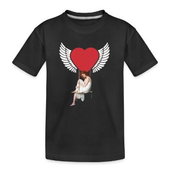 Coeur Fille Femme Ailes Fantaisie Saint-Valentin Fantaisie - T-shirt bio Premium Enfant - noir - Devant