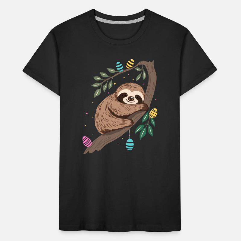 Easter Sloth with Easter Eggs Kids' Premium Organic T-Shirt