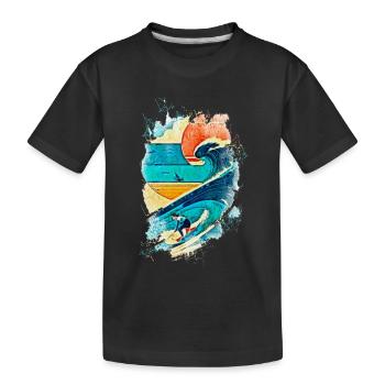 Illustration surfeur sur la vague - Fun Surf - T-shirt bio Premium Enfant - noir - Devant