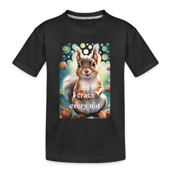 Schlaues Eichhörnchen Ich knacke jede Nuss - Kinder Premium Bio T-Shirt - Schwarz - Vorne