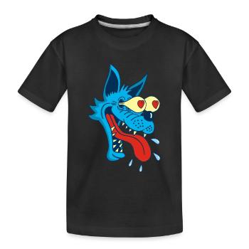 Loup de dessin animé amoureux - T-shirt bio Premium Enfant - noir - Devant