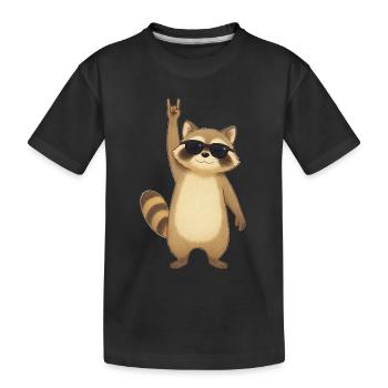 Retro Raccoon Rocker - Kids' Premium Organic T-Shirt - black - Front