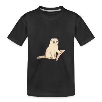Chat mignon avec une expression mélancolique - T-shirt bio Premium Enfant - noir - Devant