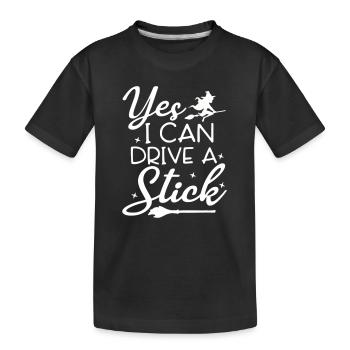 Illustration fantaisiste sorcière balai-balai - T-shirt bio Premium Enfant - noir - Devant