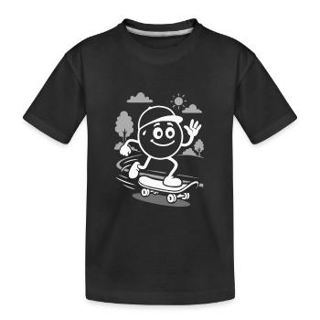 Ribbo auf dem Skateboard - Kinder Premium Bio T-Shirt - Schwarz - Vorne