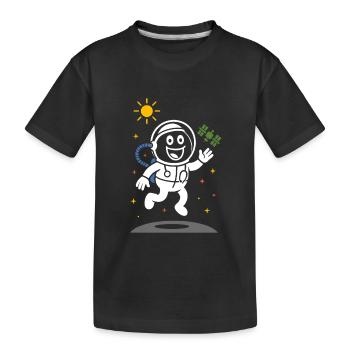 Ribbo als Astronaut – Lustige Weltraum-Szene - Kinder Premium Bio T-Shirt - Schwarz - Vorne