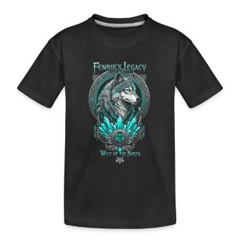 Fenrir Legacy Wolf North Crystal Cyan - Kids' Premium Organic T-Shirt - black - Front