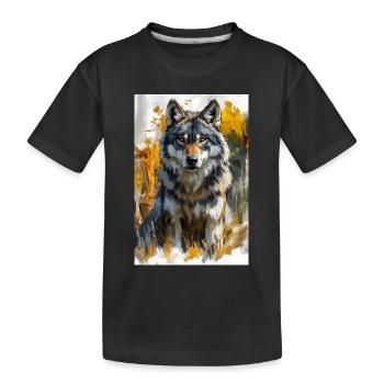 Illustration eines Wolfes - Kinder Premium Bio T-Shirt - Schwarz - Vorne