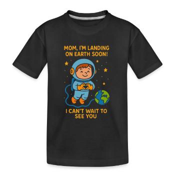 Mama Ich Lande Bald Baby Junge Weltraum Schwangerschaft - Kinder Premium Bio T-Shirt - Schwarz - Vorne