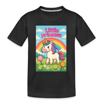 Licorne Petite Princesse Arcenciel - T-shirt bio Premium Enfant - noir - Devant