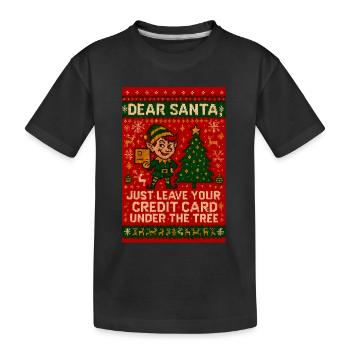 Cher Père Noël Carte de Crédit sous l’Arbre - T-shirt bio Premium Enfant - noir - Devant
