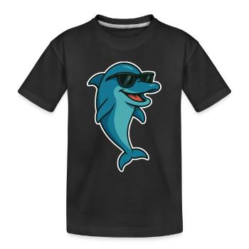Delfin mit Sonnebrille - Kinder Premium Bio T-Shirt - Schwarz - Vorne