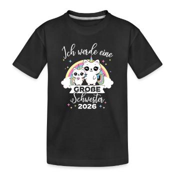 Ich werde Große Schwester 2026 Schwangerschaft - Kinder Premium Bio T-Shirt - Schwarz - Vorne