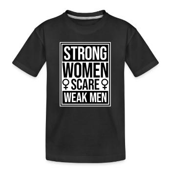 Des femmes fortes effraient les hommes faibles Féministe confiante - T-shirt bio Premium Enfant - noir - Devant