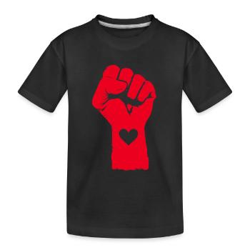 Rote Faust mit Herz - Kinder Premium Bio T-Shirt - Schwarz - Vorne