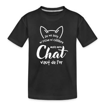 Kostbare Katze und goldener Humor - Kinder Premium Bio T-Shirt - Schwarz - Vorne