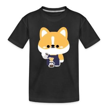 Barista Corgi Pour-Over - Kids' Premium Organic T-Shirt - black - Front