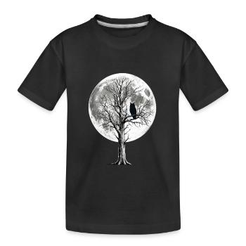 Mondnächteule auf kahler Baumkrone - Kinder Premium Bio T-Shirt - Schwarz - Vorne