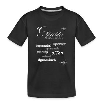 Widder_Sternzeichen - Kinder Premium Bio T-Shirt - Schwarz - Vorne