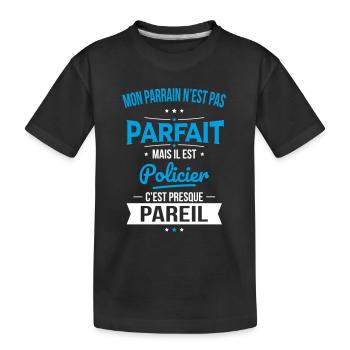 Mon parrain n'est pas parfait - Policier - T-shirt bio Premium Enfant - noir - Devant