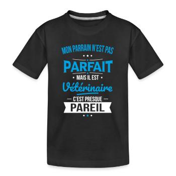 Mon parrain n'est pas parfait - Vétérinaire - T-shirt bio Premium Enfant - noir - Devant
