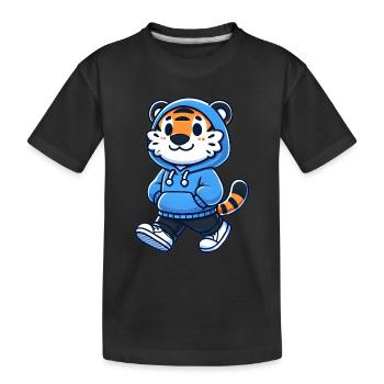 Mascotte de tigre cool en sweat à capuche bleu - T-shirt bio Premium Enfant - noir - Devant