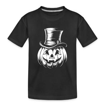 Halloweenkürbis mit Zylinder Strichzeichnung - Kinder Premium Bio T-Shirt - Schwarz - Vorne