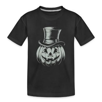 Halloweenkürbis mit Zylinder Strichzeichnung - Kinder Premium Bio T-Shirt - Schwarz - Vorne