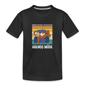 Gestresst Mittags Reizbar Abends Müde Faultier - Kinder Premium Bio T-Shirt - Schwarz - Vorne