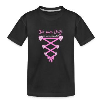 Volksfest Wo Zum Deifi Is Mei Dirndl Dirndl Ersatz - Kinder Premium Bio T-Shirt - Schwarz - Vorne
