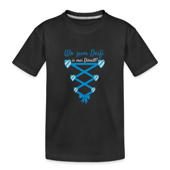 Volksfest Wo Zum Deifi Is Mei Dirndl Dirndl Ersatz - Kinder Premium Bio T-Shirt - Schwarz - Vorne