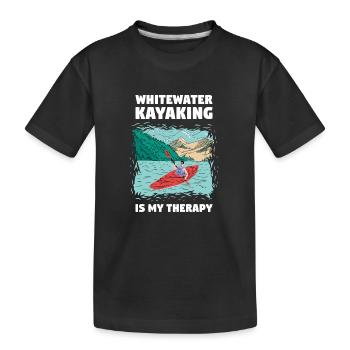 Le kayak en eau vive est ma thérapie - T-shirt bio Premium Enfant - noir - Devant