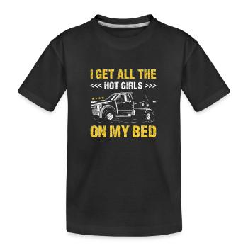 J’ai toutes les filles chaudes sur mon lit Chauffeur de dépanneuse - T-shirt bio Premium Enfant - noir - Devant