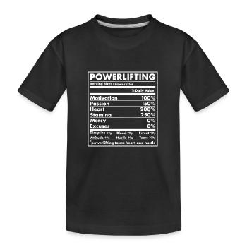 Sport Nutrition Powerlifting - Kids' Premium Organic T-Shirt - black - Front