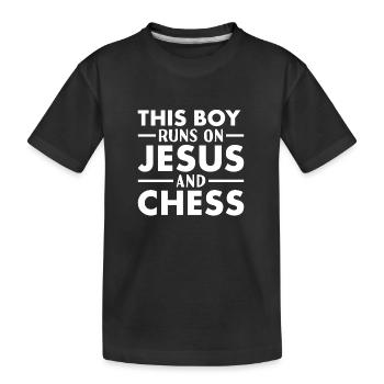 Chess Player This Boy Runs On Jesus Chess - Kinder Premium Bio T-Shirt - Schwarz - Vorne