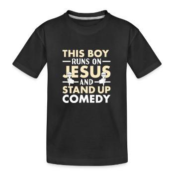 Un comédien s’appuie sur Jésus et fait du stand-up - T-shirt bio Premium Enfant - noir - Devant