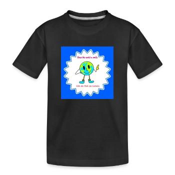 Gibt die Welt ein Lächeln - Kinder Premium Bio T-Shirt - Schwarz - Vorne