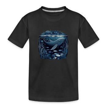 Whale swimming under a city - Kids' Premium Organic T-Shirt - black - Front
