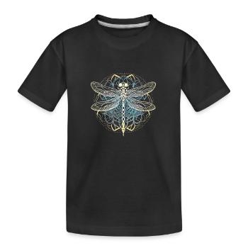 Libellule avec ornement blanc - Géométrie sacrée - T-shirt bio Premium Enfant - noir - Devant