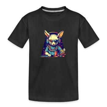 Lapin cool en tant que DJ avec des lunettes de soleil cassées - T-shirt bio Premium Enfant - noir - Devant