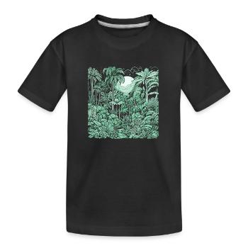Jungle Motiv Hellgrün - Kinder Premium Bio T-Shirt - Schwarz - Vorne